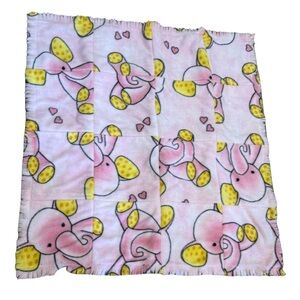 Handmade Pink Elephant Rag Quilt Baby Blanket | Soft Fleece | 29x29 Nursery Gift